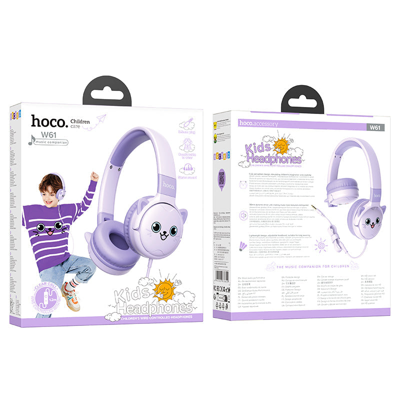Hoco W61 Voice Wired Headphones for Children (Deam Purple)